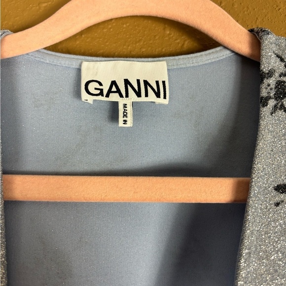 GANNI Printed metallic jersey wrap blouse - Picture 5 of 6